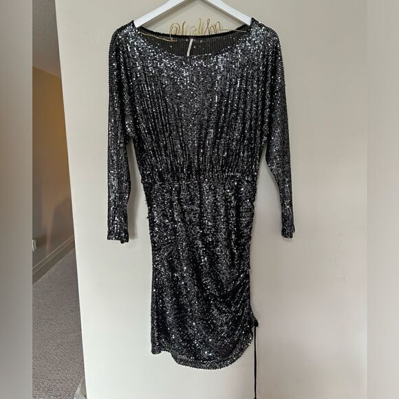Free People Womens Giselle Sequined One Shoulder Mini Dress - Picture 4 of 11